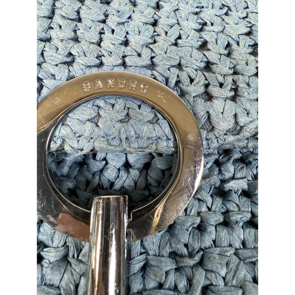 Sandro Blue Raffia YZA Bag with Stains and Hardware Scratch - Picture 13 of 15
